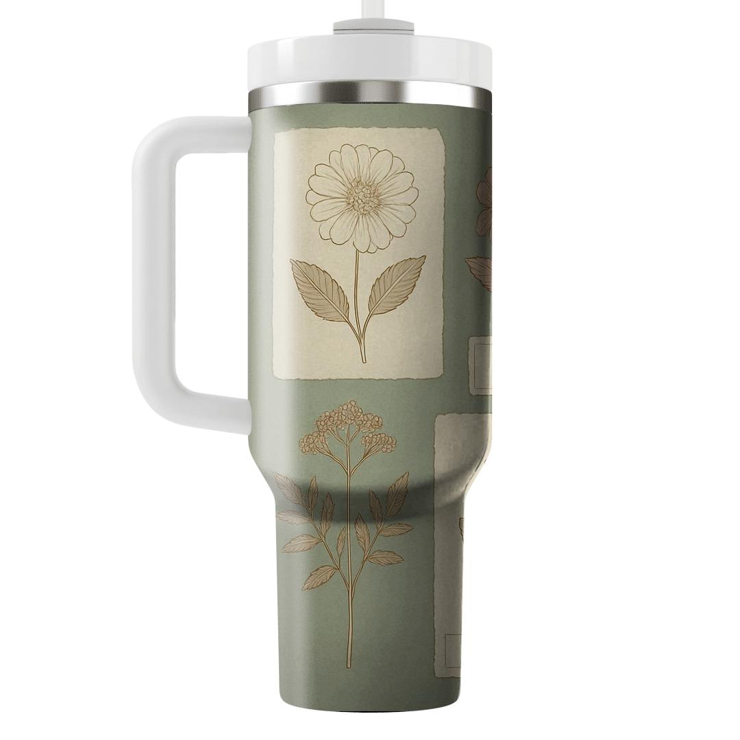 Vintage Herbarium Panel tumbler cups