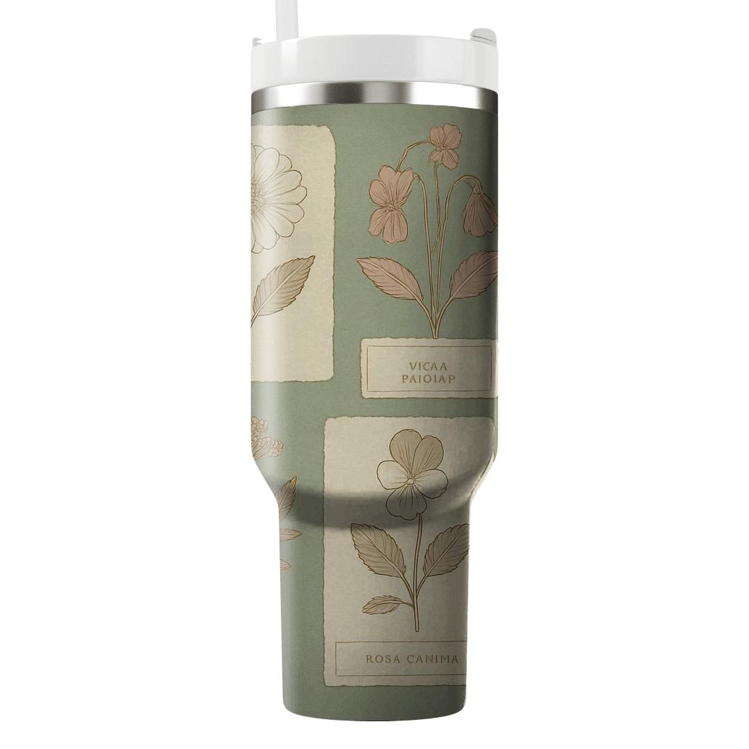 Vintage Herbarium Panel tumbler cups