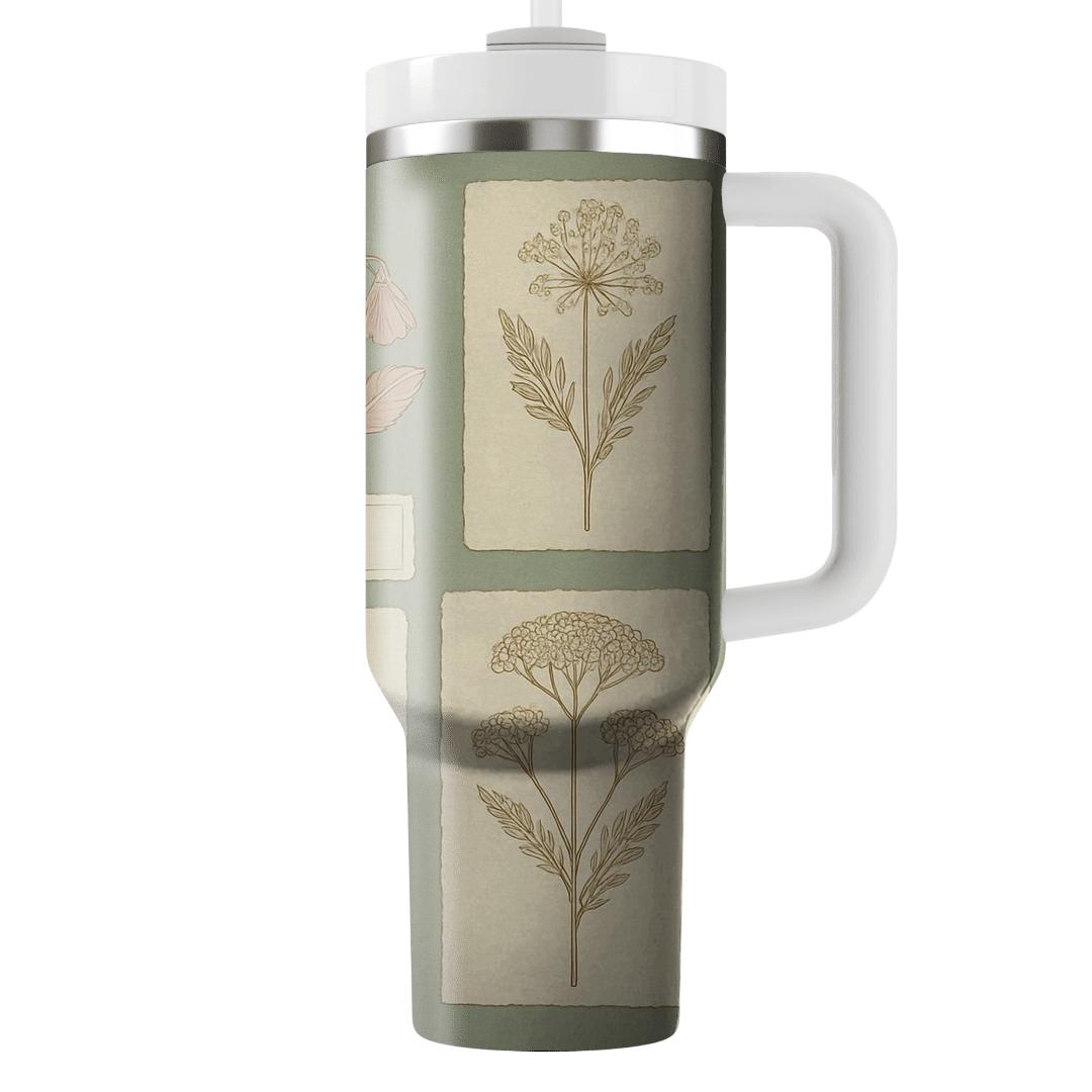 Vintage Herbarium Panel tumbler cups