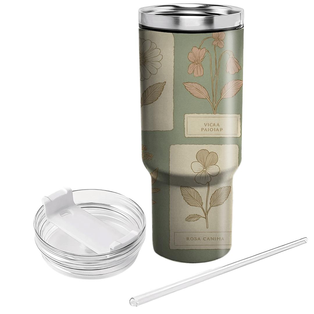 Vintage Herbarium Panel tumbler cups