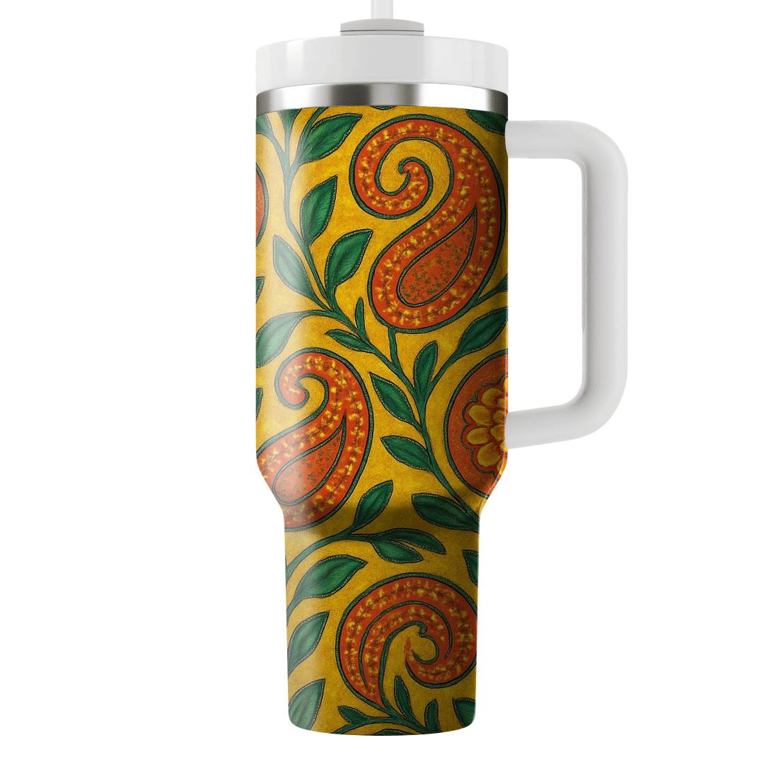 Sunlit Marigold Tapestry tumblers with lids