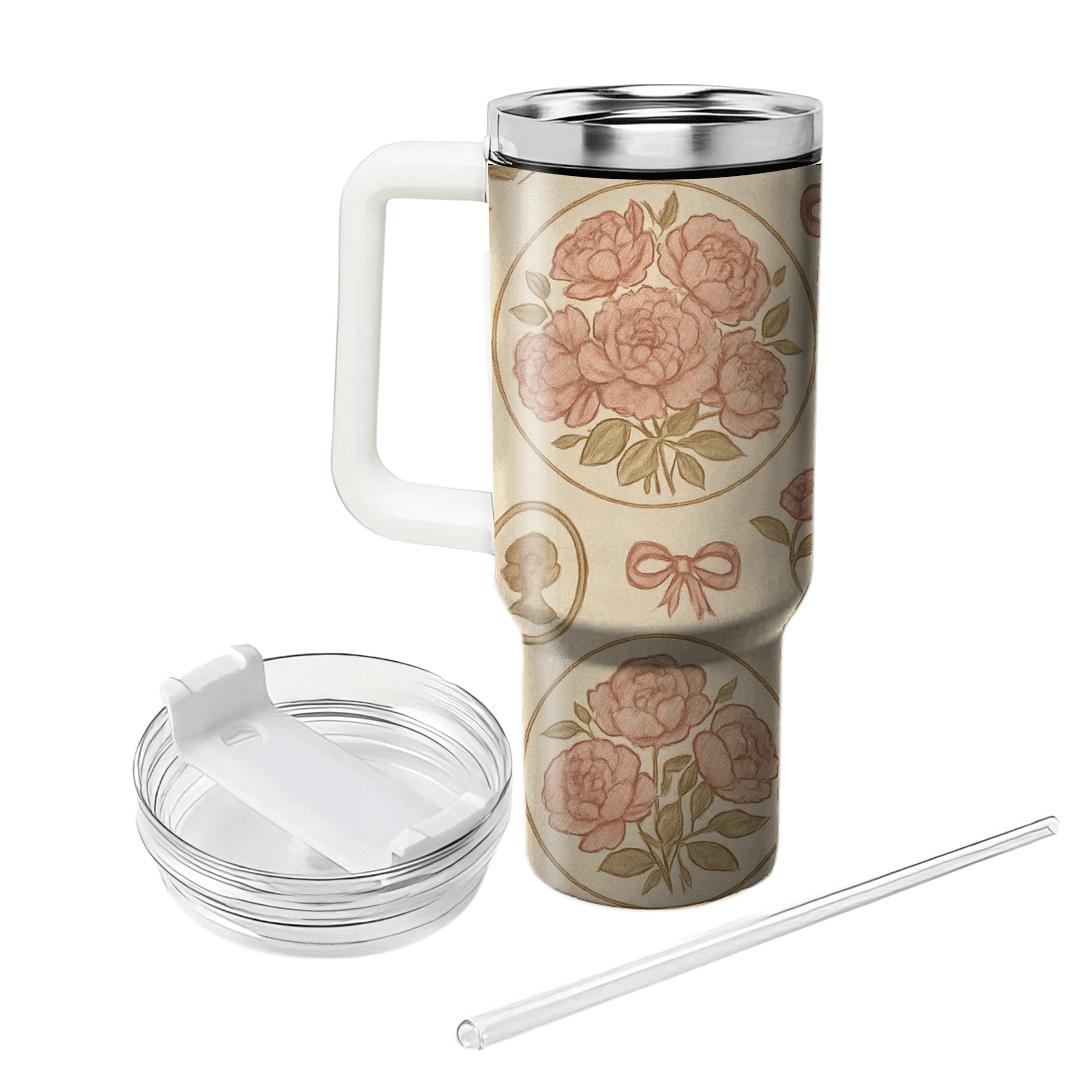 Vintage Peony Carousel tumblers with lids