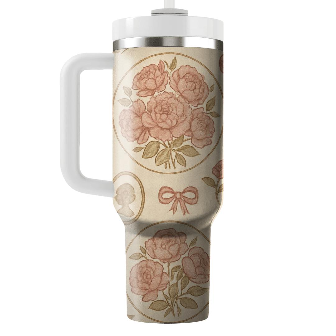 Vintage Peony Carousel tumblers with lids