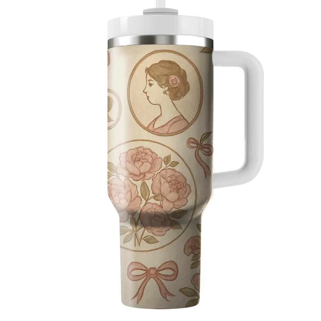 Vintage Peony Carousel tumblers with lids