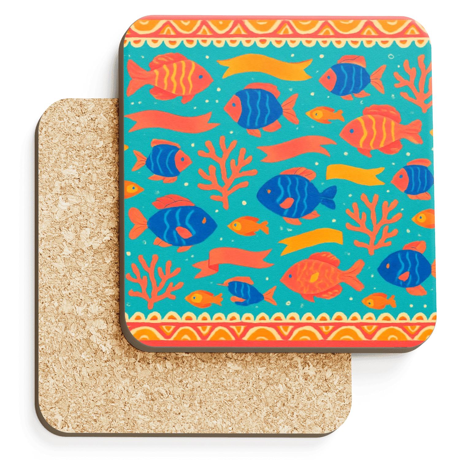 Summer Coral Carnival wooden table coasters