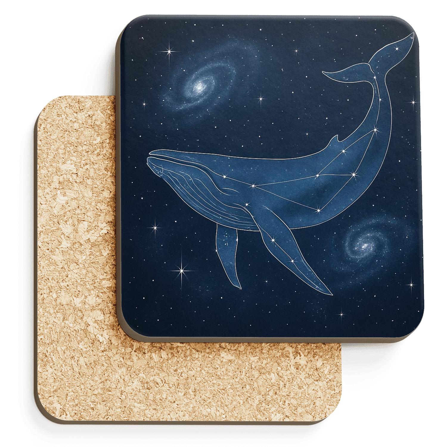 Starlit Whale Constellation wooden table coasters