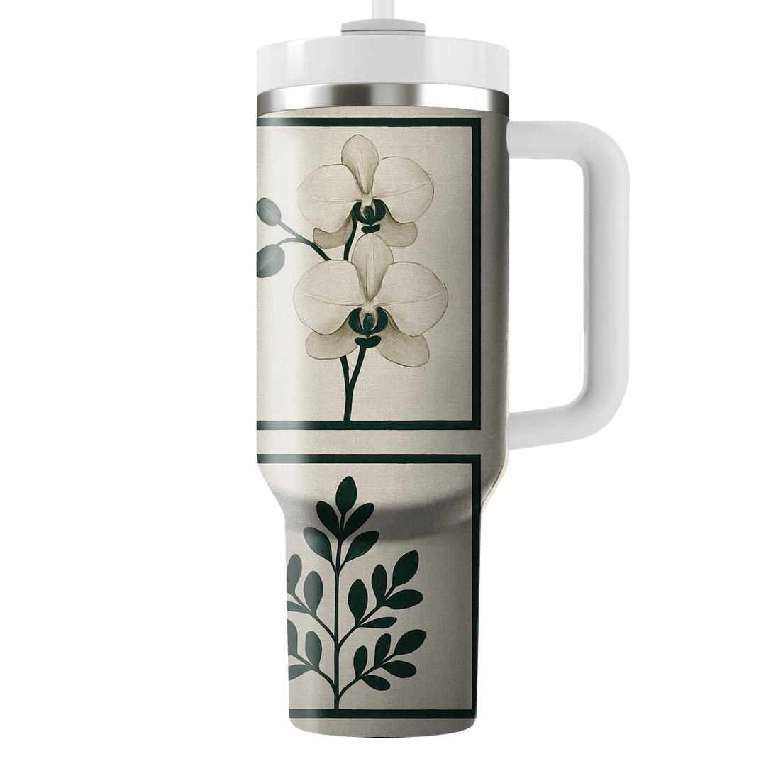 Verdant Orchid Geometry travel tumblers