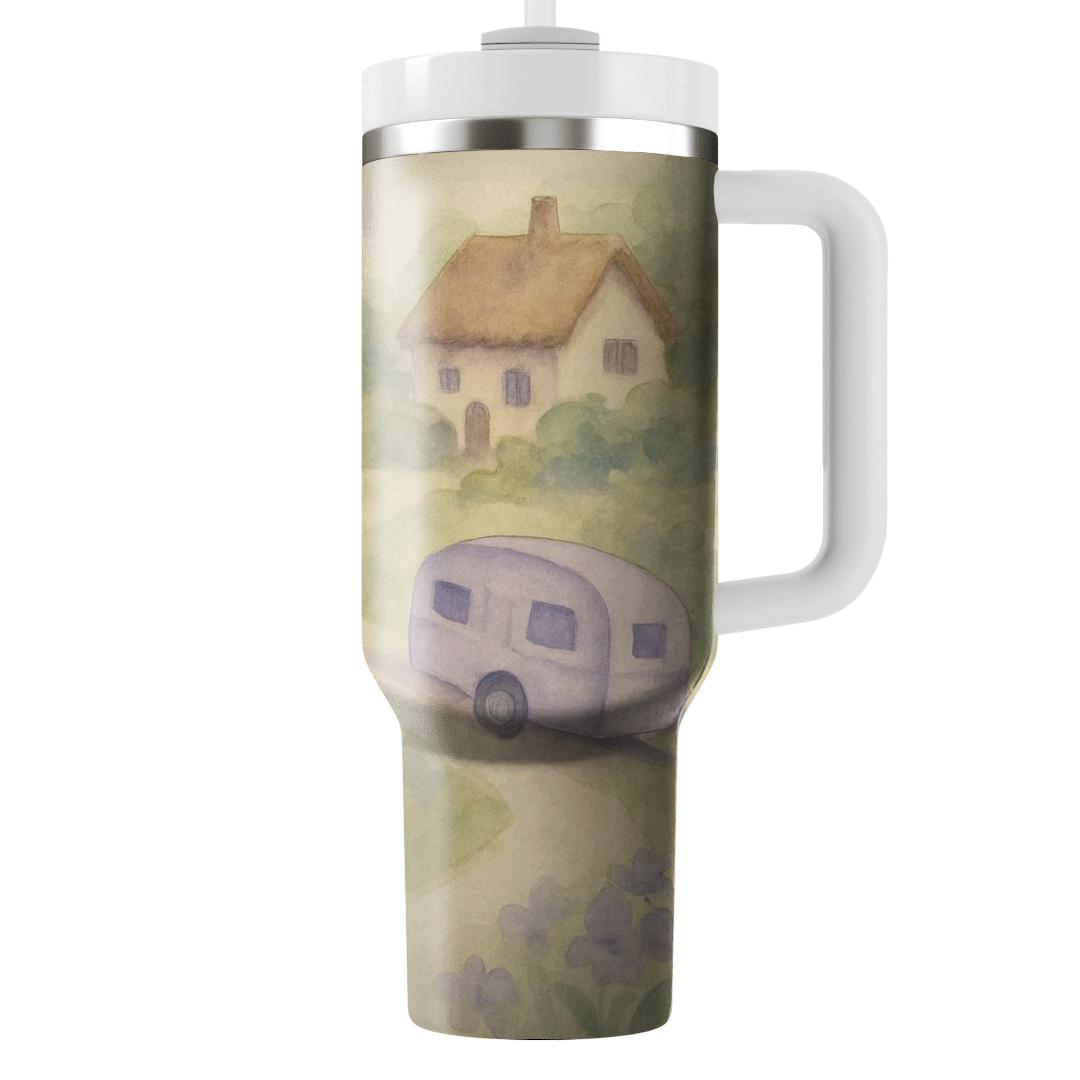 Vintage Bluebell Caravan personalized tumblers