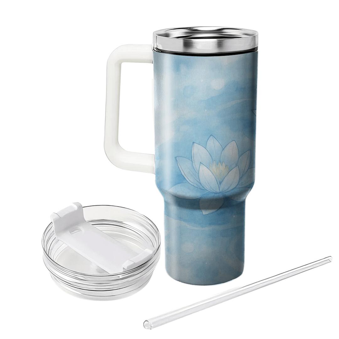 Cerulean Watercolor Lotus tumblers for gifts