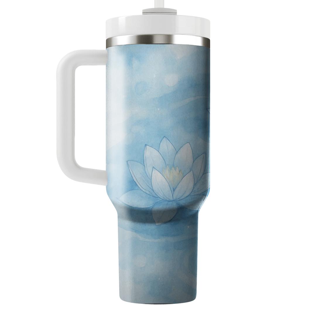 Cerulean Watercolor Lotus tumblers for gifts