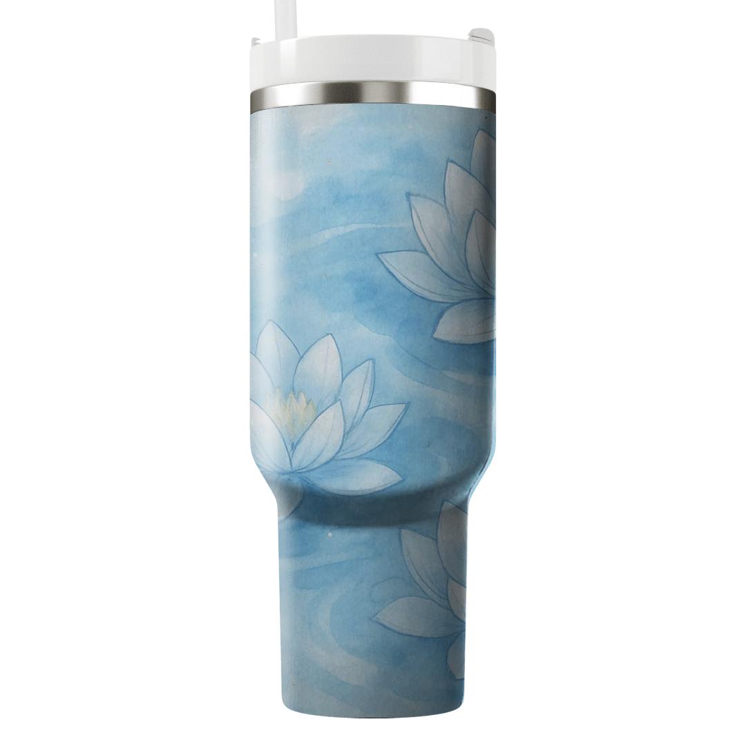 Cerulean Watercolor Lotus tumblers for gifts
