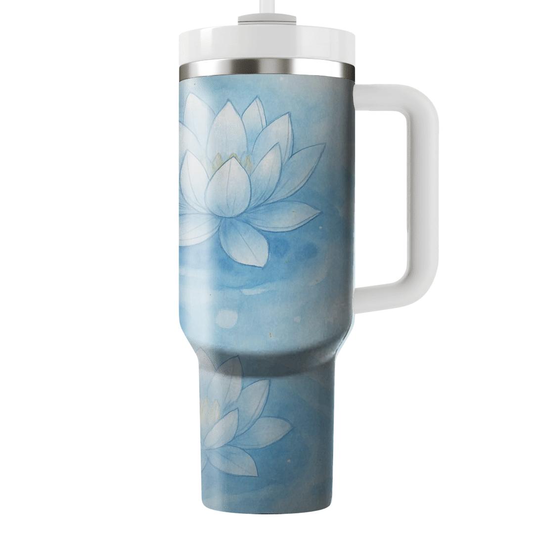 Cerulean Watercolor Lotus tumblers for gifts