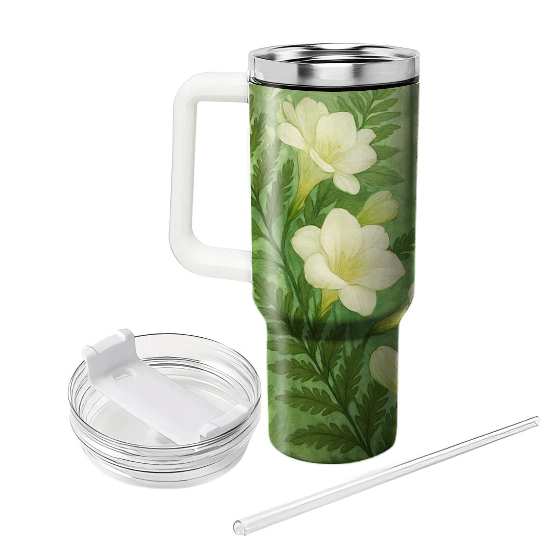 Verdant Fern And Freesia travel tumblers