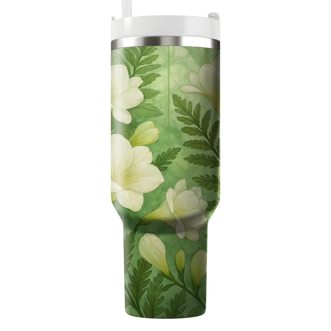 Verdant Fern And Freesia travel tumblers