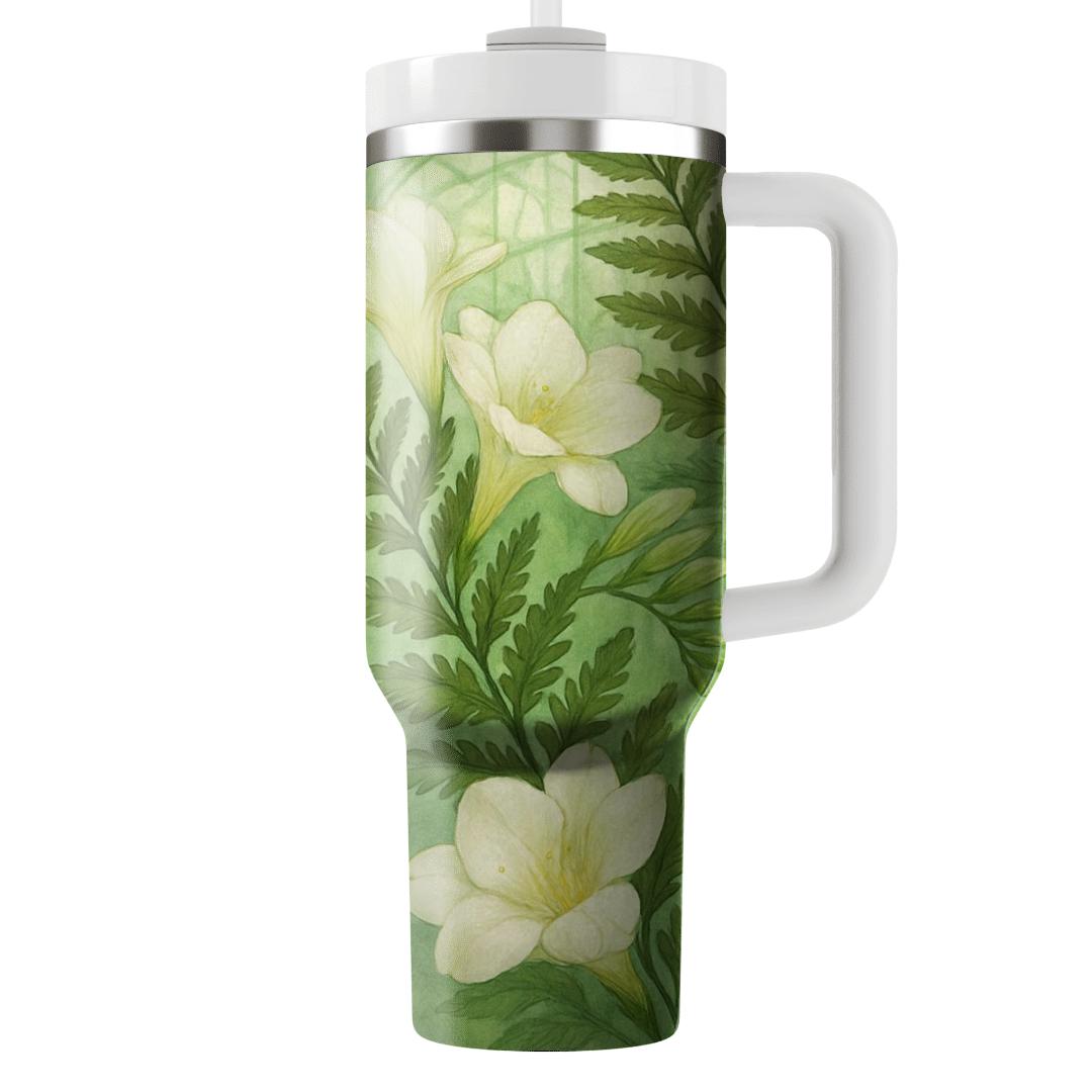 Verdant Fern And Freesia travel tumblers