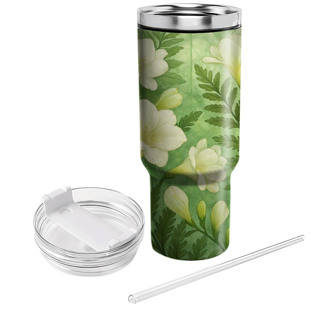 Verdant Fern And Freesia travel tumblers