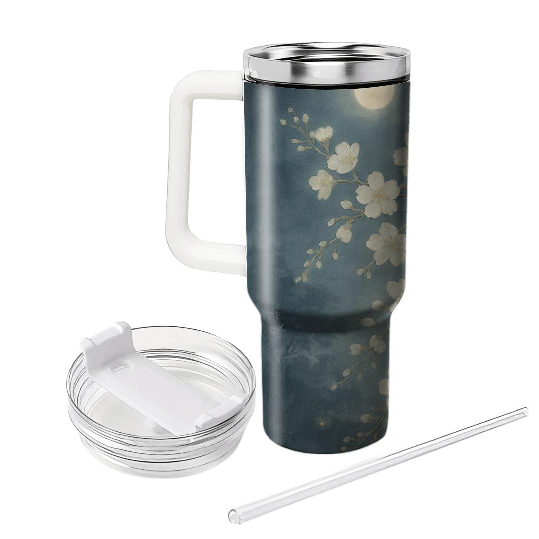 Moonlit Cherry Cascade tumblers with lids