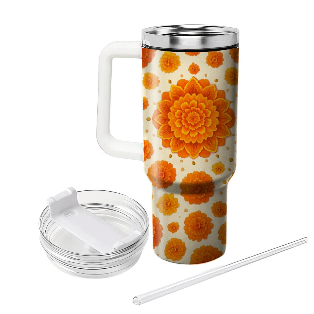 Solar Marigold Mosaic unique tumblers
