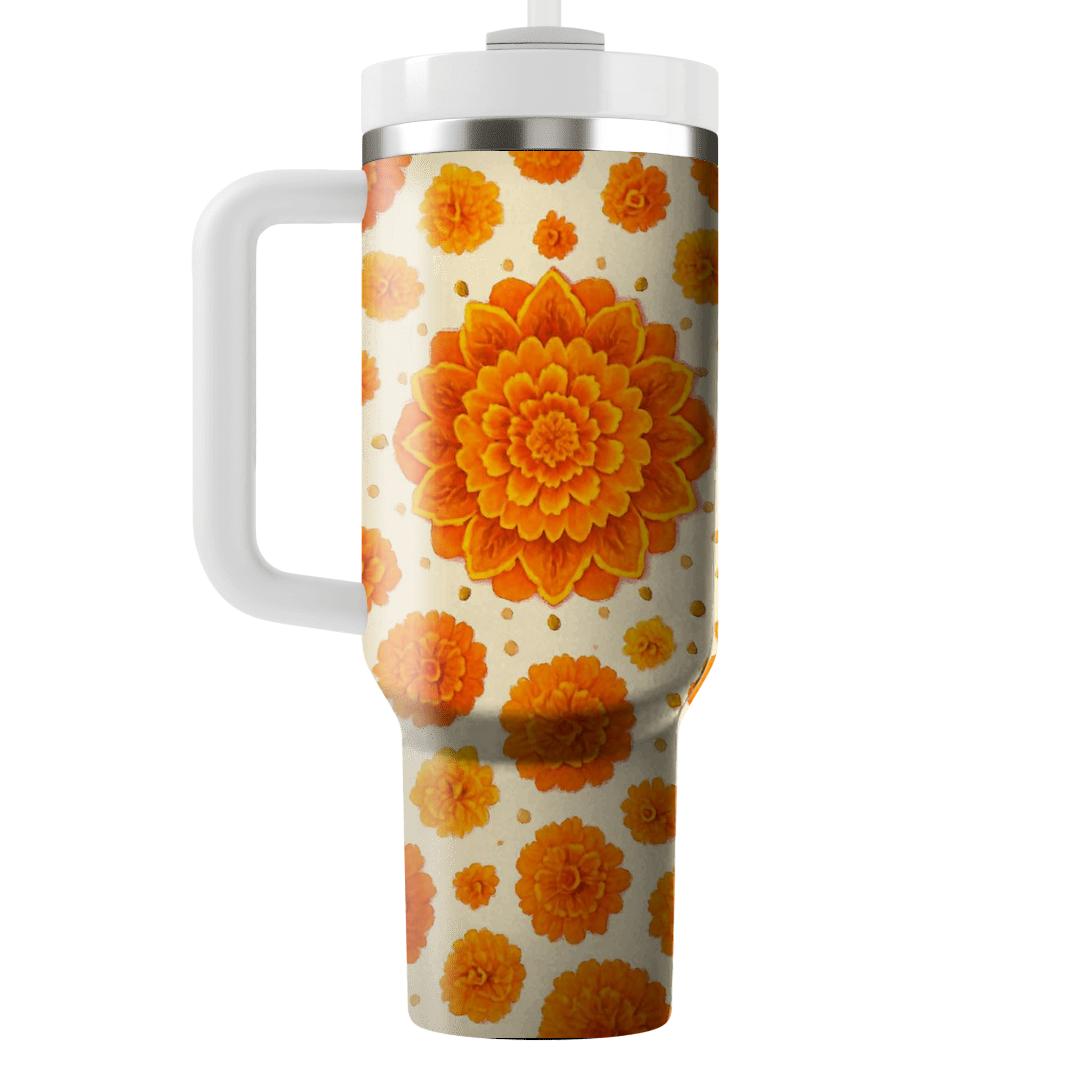 Solar Marigold Mosaic unique tumblers
