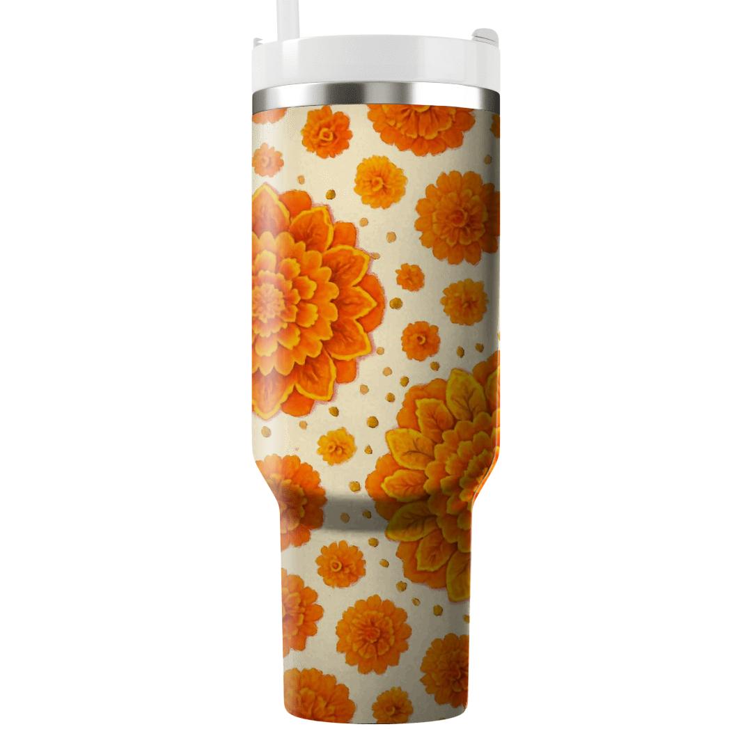 Solar Marigold Mosaic unique tumblers