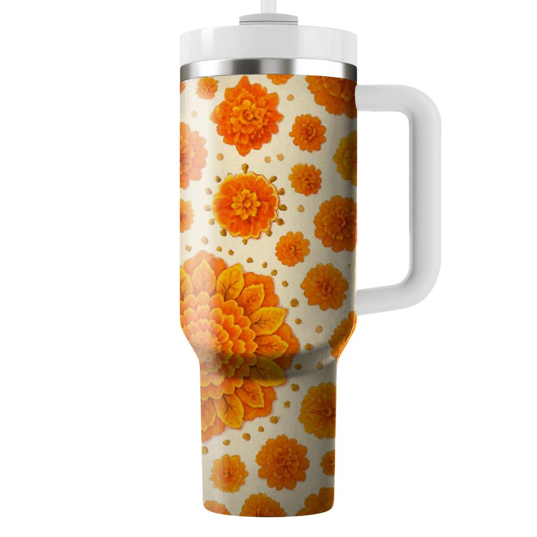 Solar Marigold Mosaic unique tumblers
