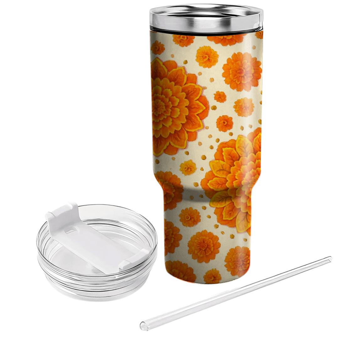 Solar Marigold Mosaic unique tumblers