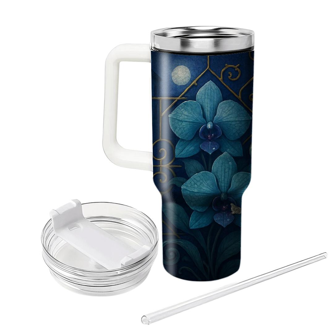 Midnight Orchid Mosaic tumblers with lids