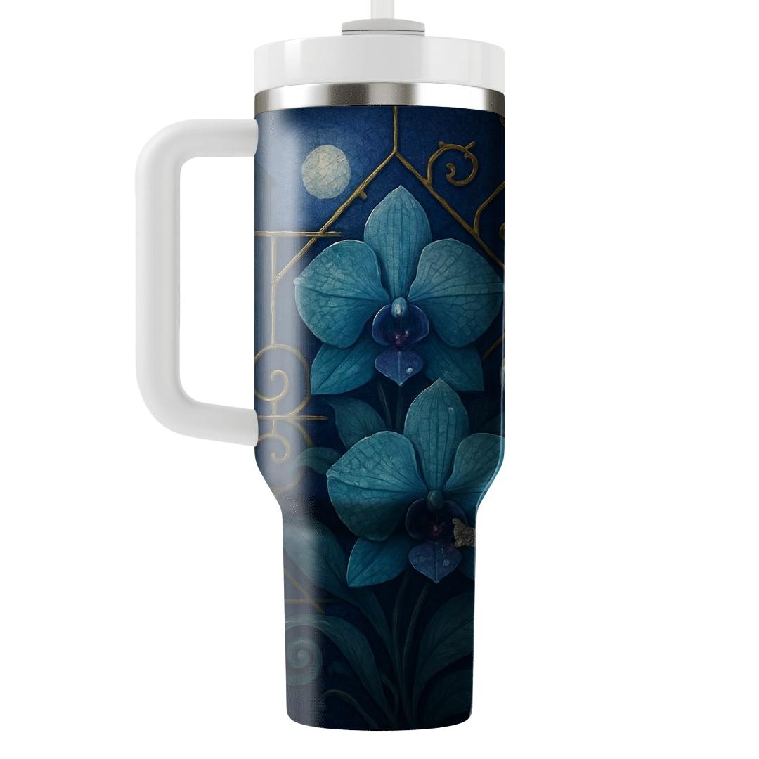 Midnight Orchid Mosaic tumblers with lids