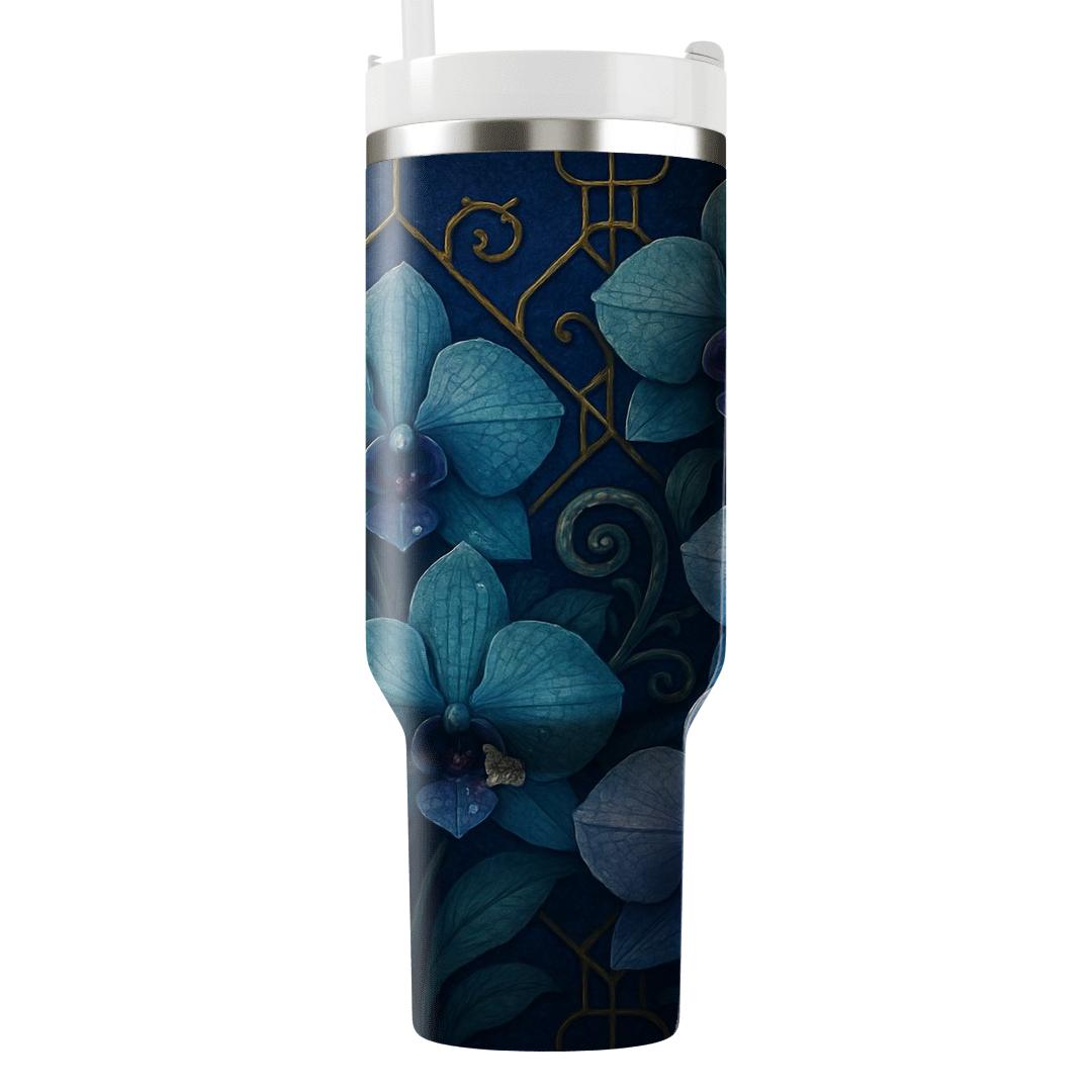 Midnight Orchid Mosaic tumblers with lids