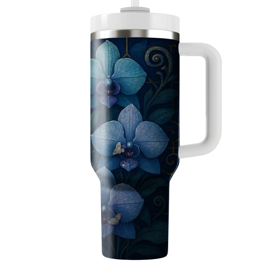 Midnight Orchid Mosaic tumblers with lids