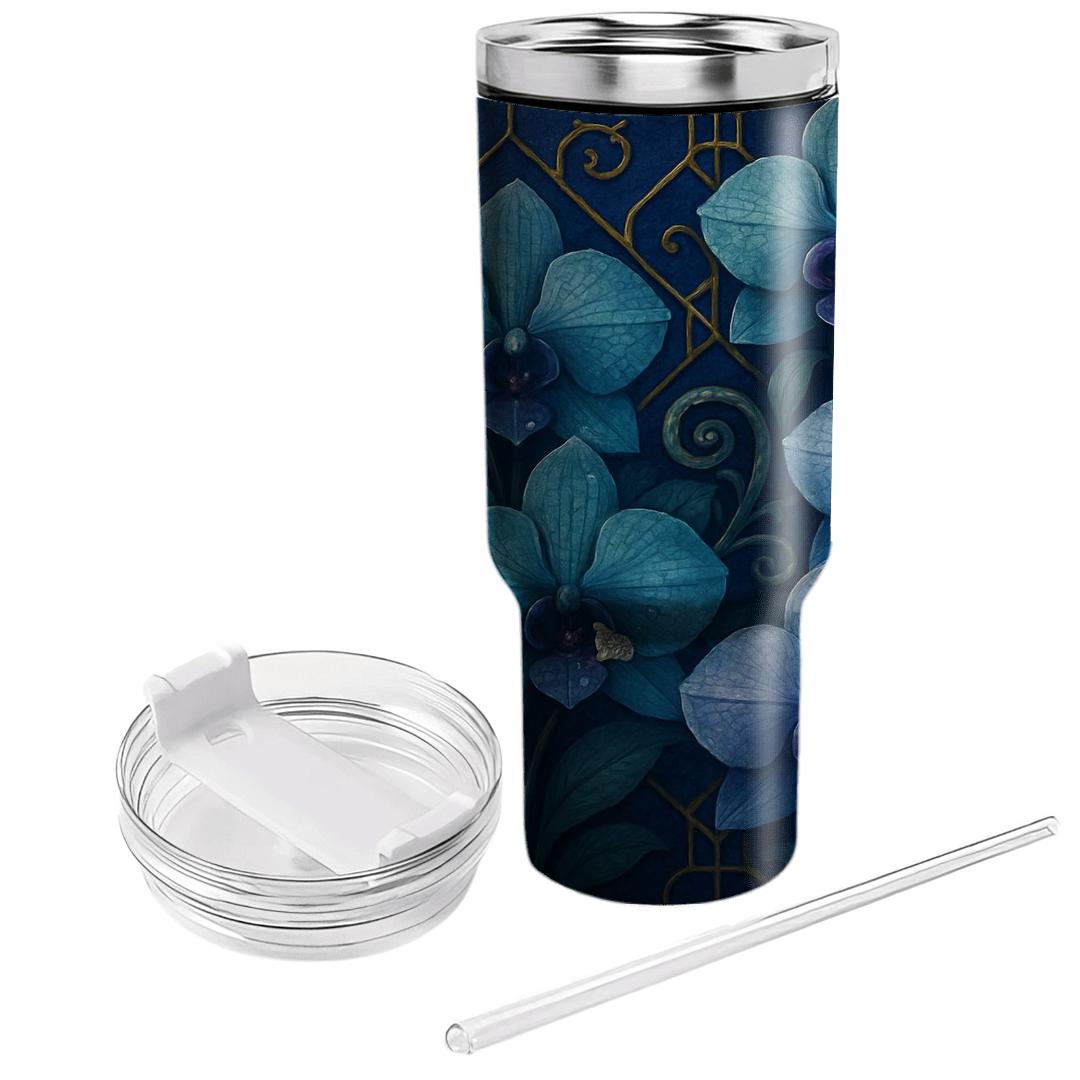 Midnight Orchid Mosaic tumblers with lids