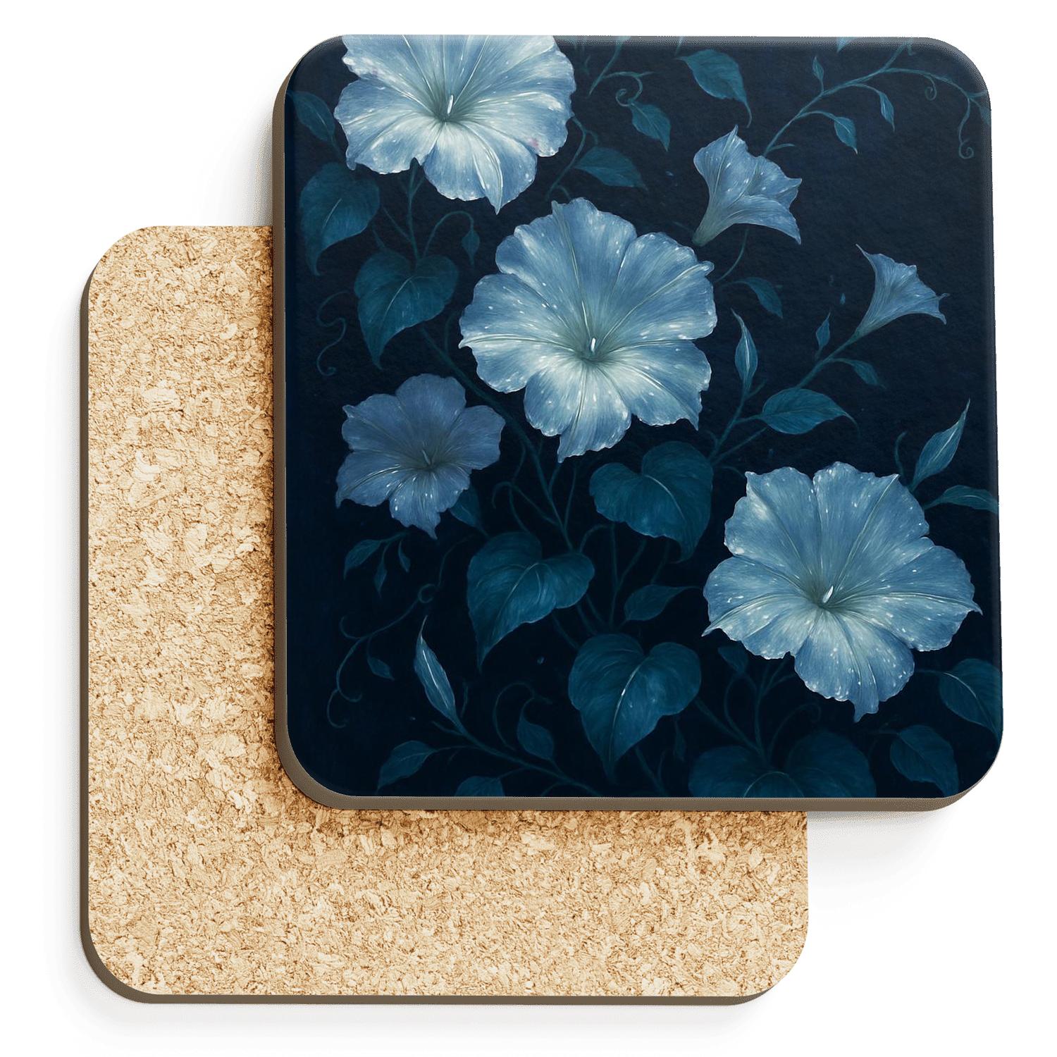 Midnight Moonflower Cascade elegant tabletop coasters