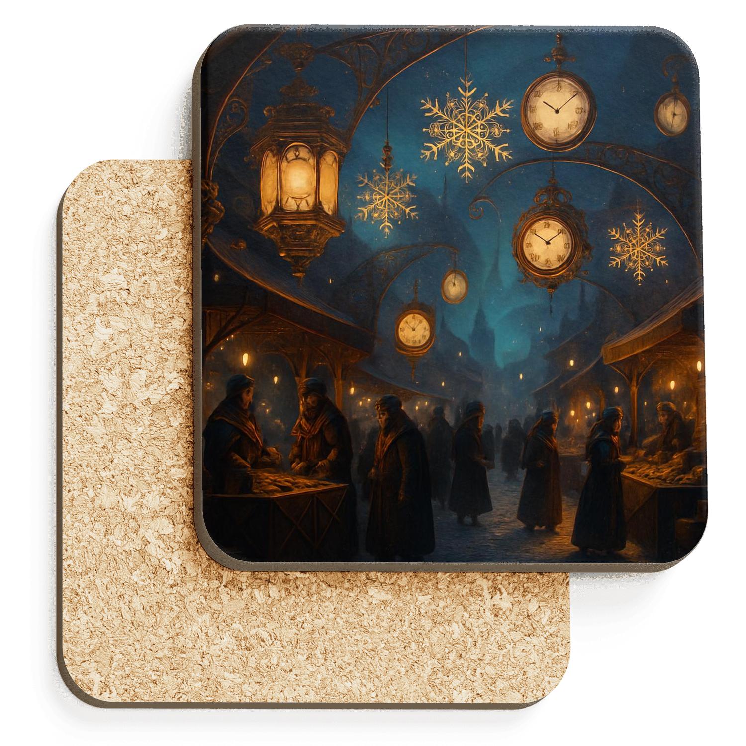 Clockwork Solstice Market decorative beverage coasters