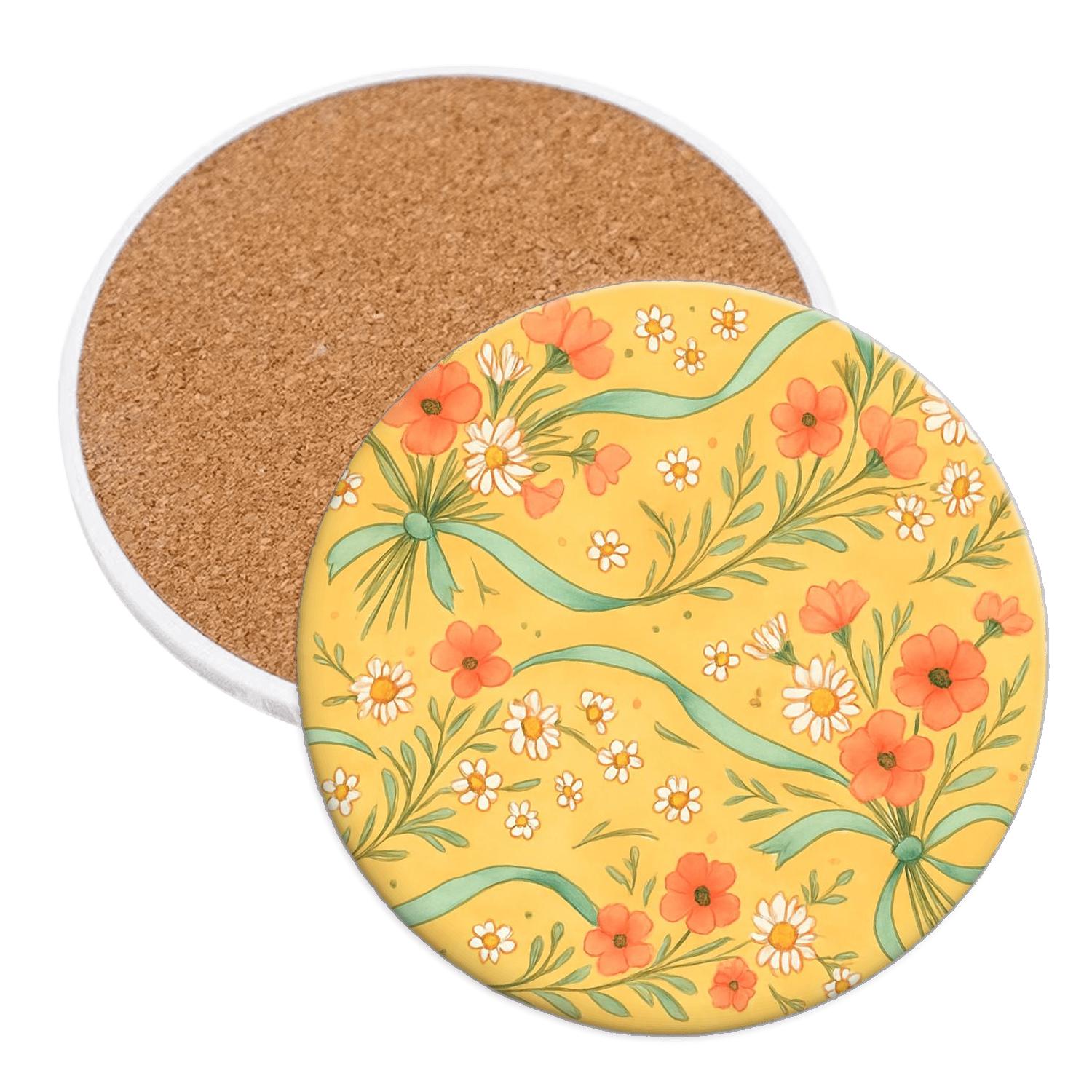 Sunlit Meadow Ribbon elegant tabletop coasters