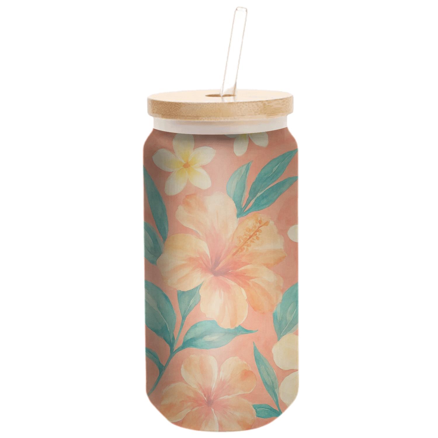 Coral Hibiscus Breeze insulated glass vessels