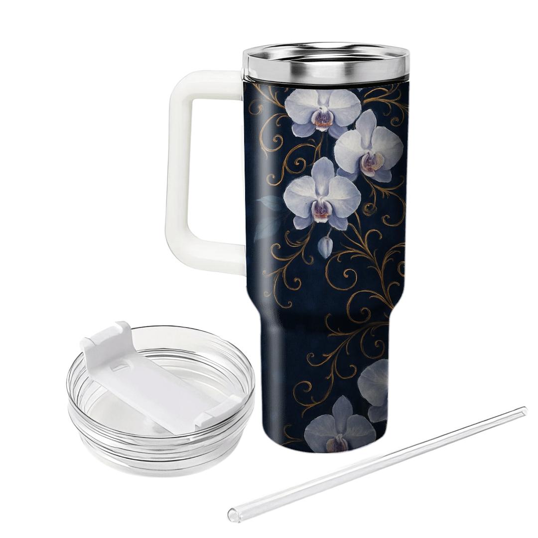 Midnight Orchid Cascade tumblers with lids