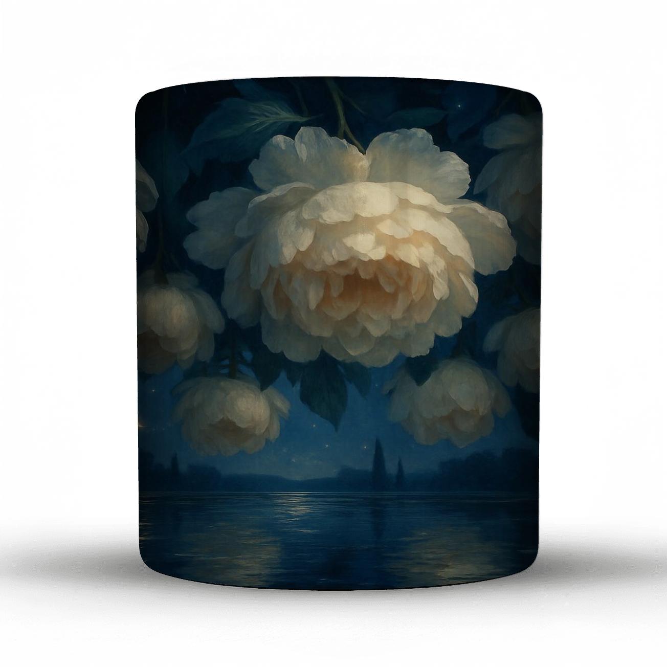 Moonlit Peony Canopy custom printed mugs