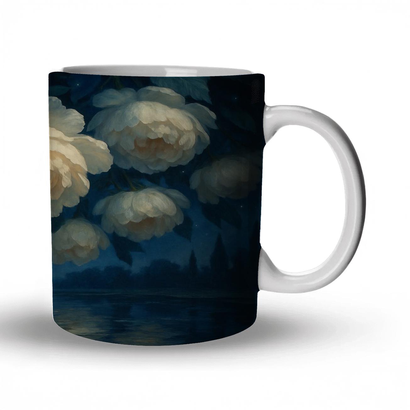 Moonlit Peony Canopy custom printed mugs