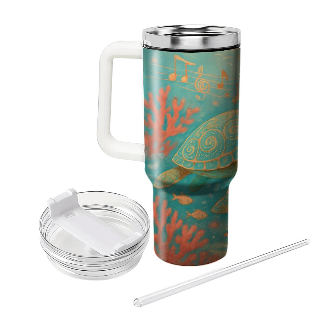 Coral Reef Turtle Symphony custom tumblers