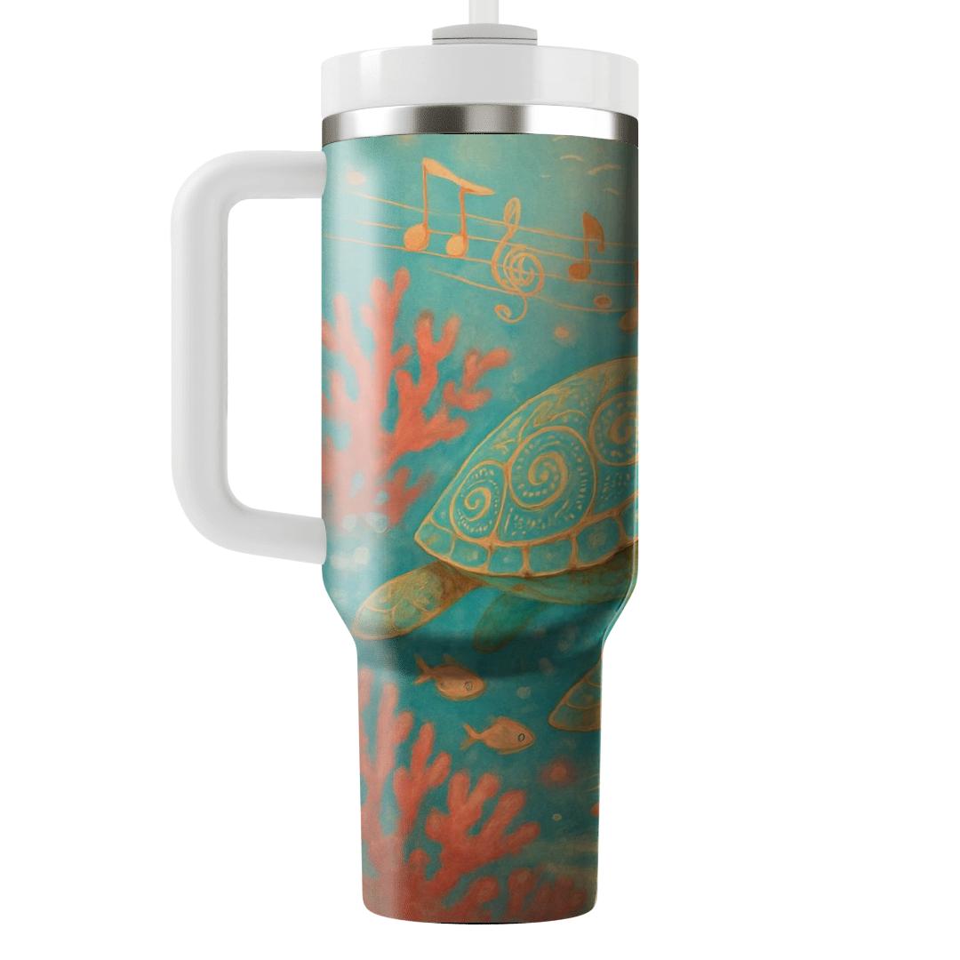 Coral Reef Turtle Symphony custom tumblers