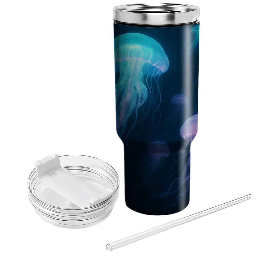 Luminescent Jellyfish Drift custom tumblers