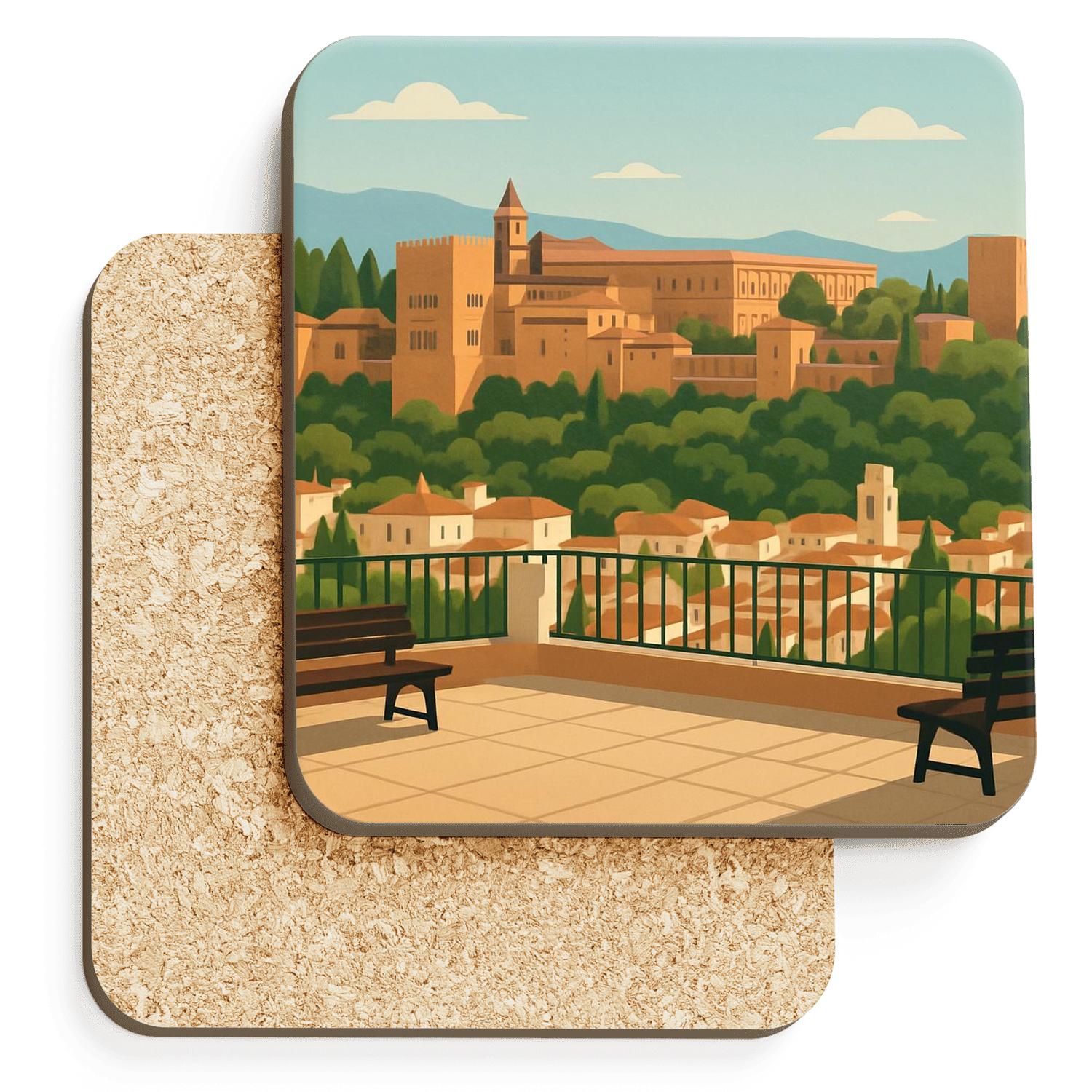 Mirador De San Nicolas Granada coasters for home decor