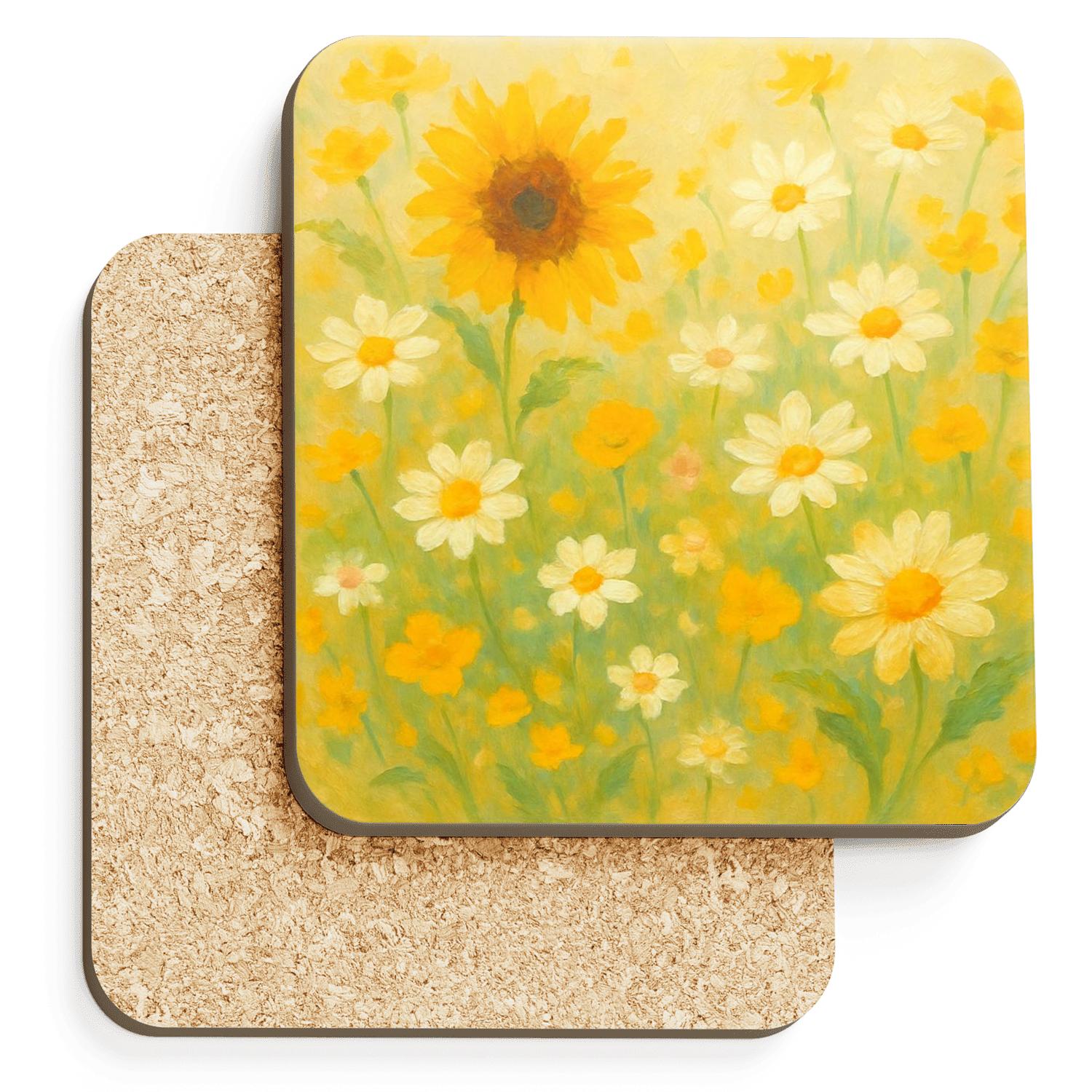 Sunlit Meadow Whimsy elegant tabletop coasters