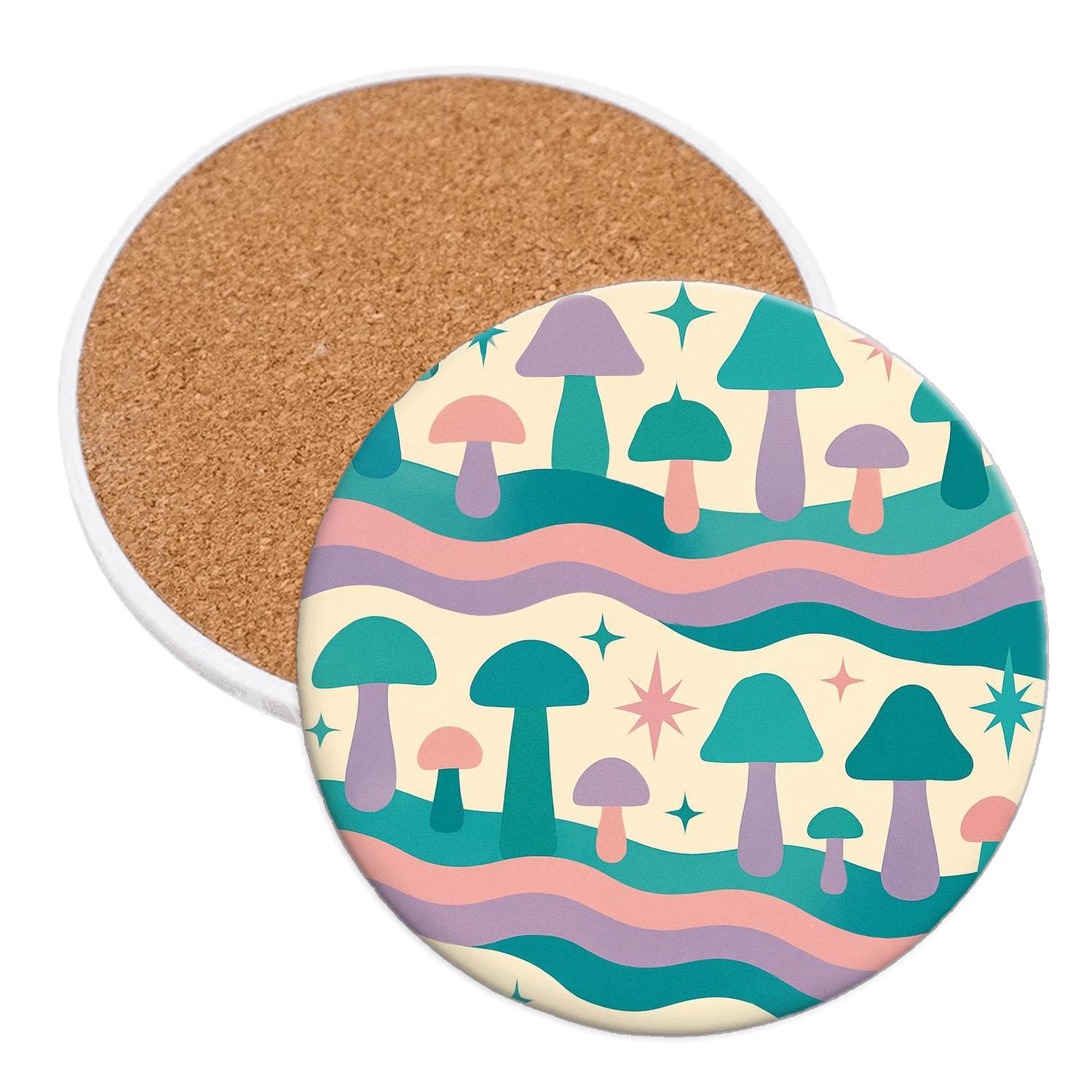 Cosmic Meadow Mosaic personalized drink coasters
