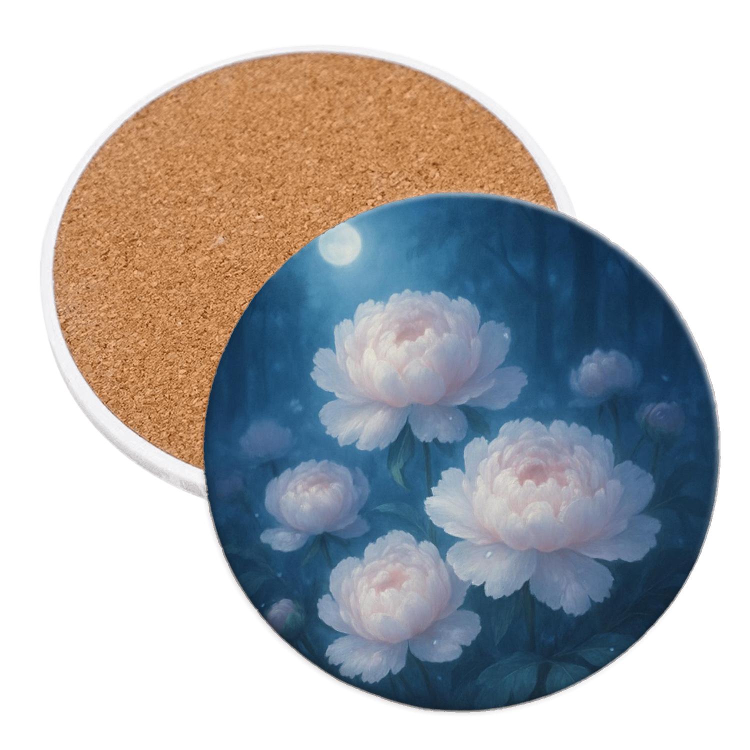 Mystical Moonlit Peonies personalized drink coasters