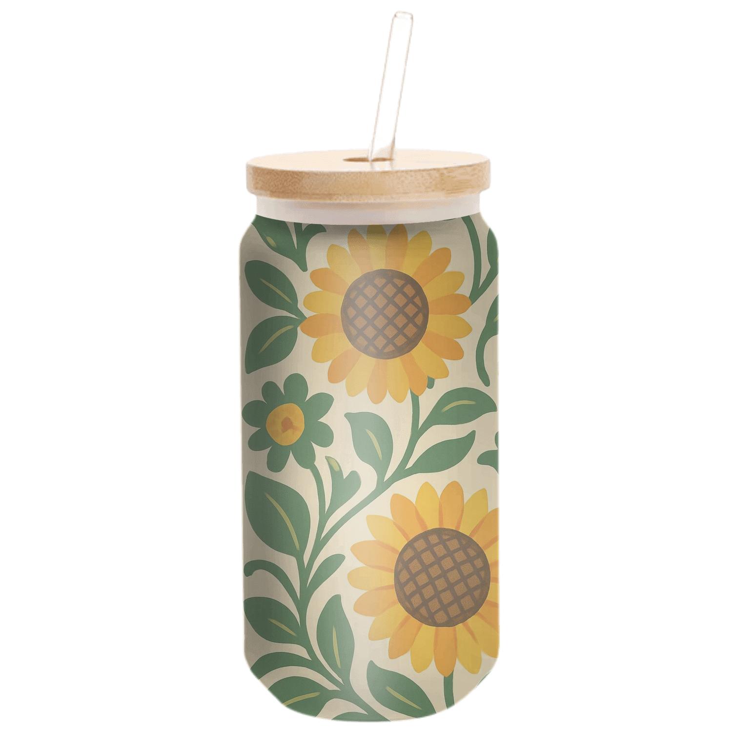 Retro Sunshine Blossoms handcrafted glassware drinkware