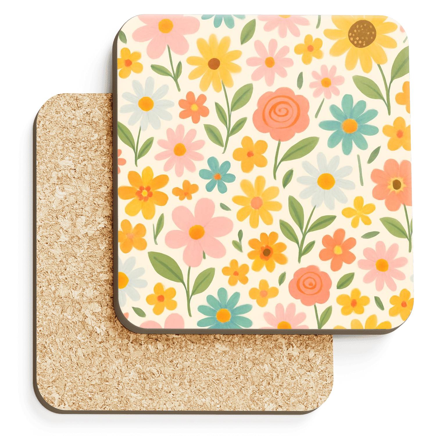 Whimsical Garden Party wooden table coasters