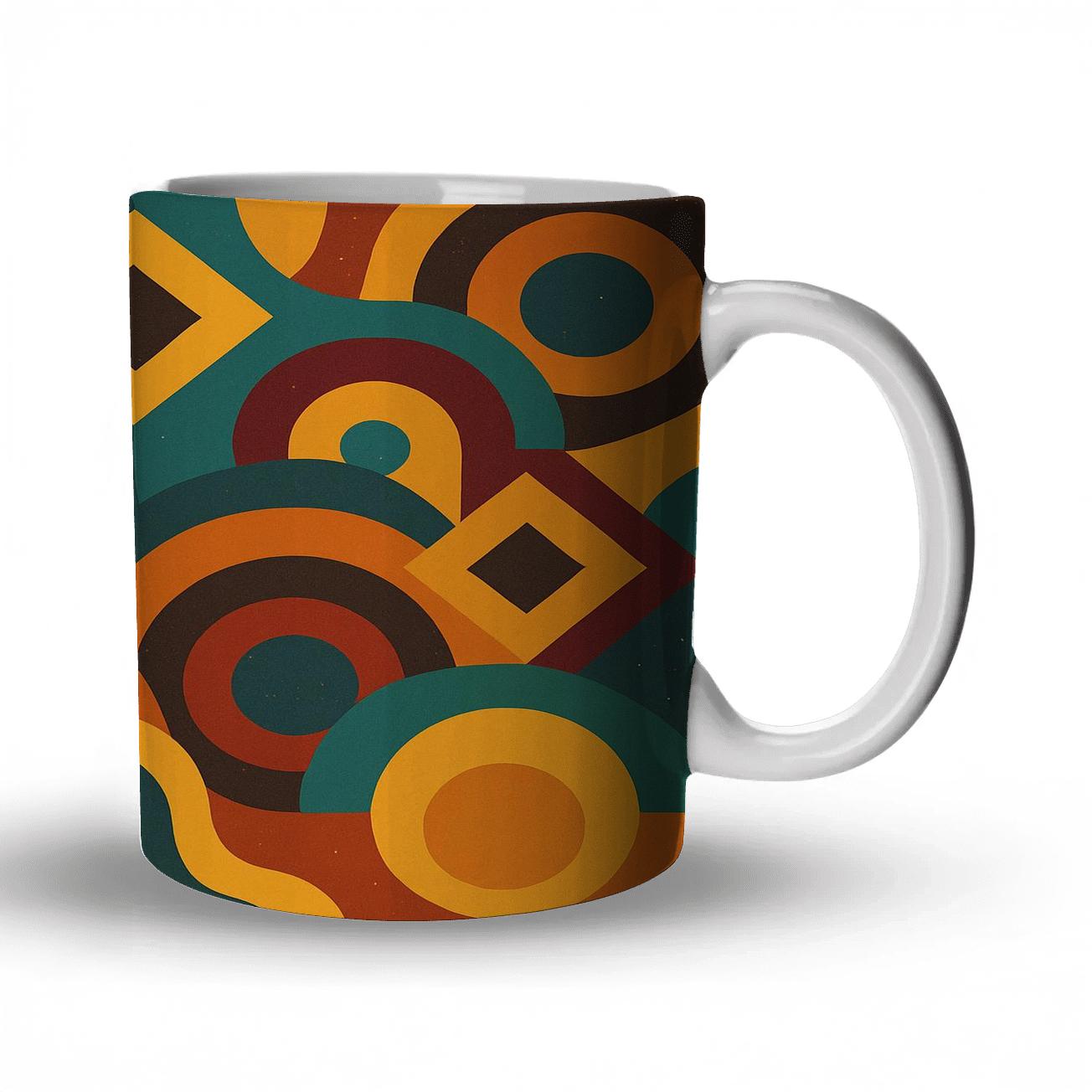 Cosmic Groove Geometry ceramic coffee mugs