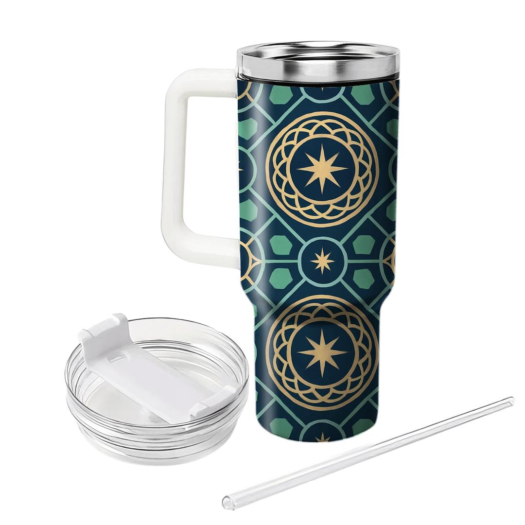 Celestial Grid Mandala personalized tumblers