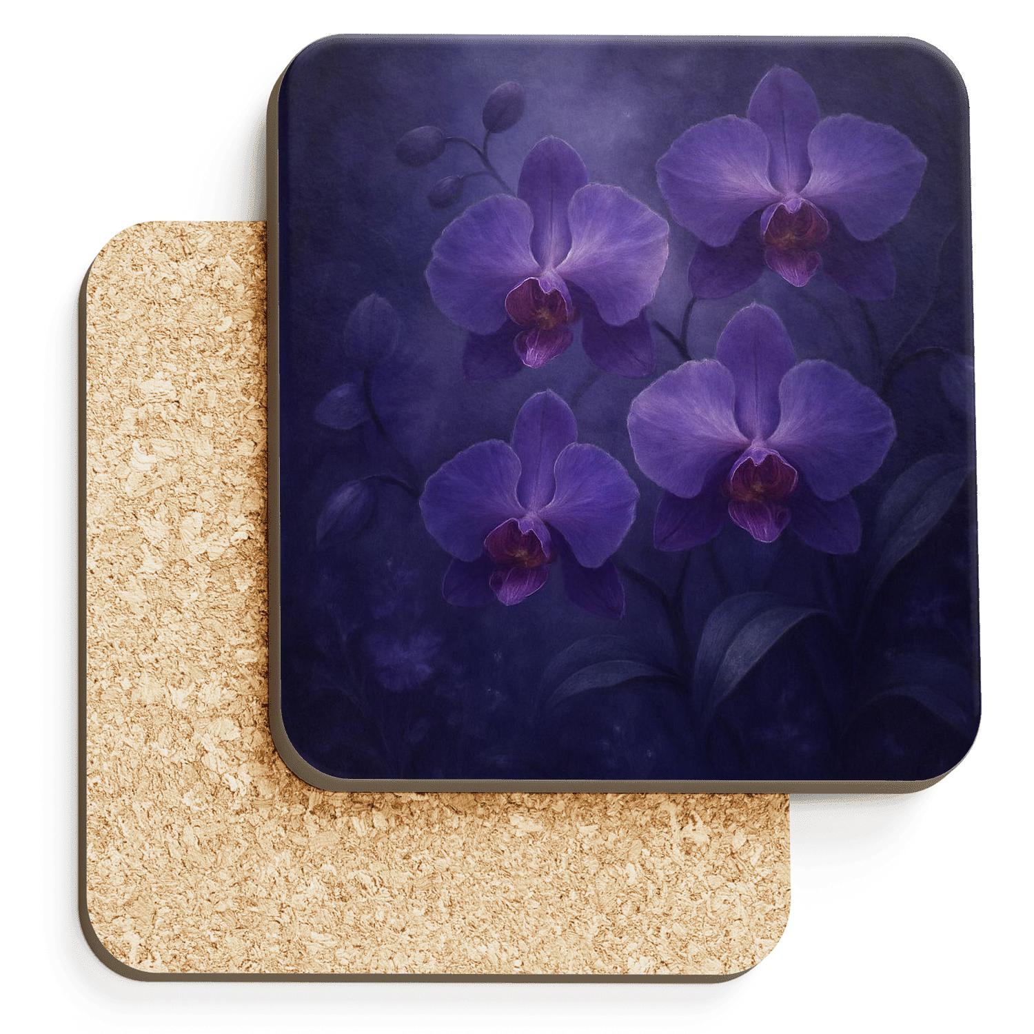 Mystic Orchid Twilight custom engraved coasters